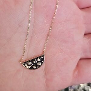 Gold and Black Star Pendant Necklace 925 Silver